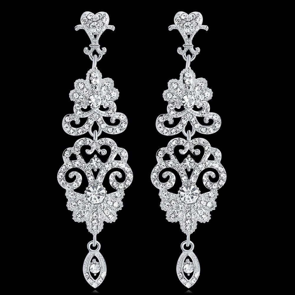 Crystal Zirkoon Wedding Oorbellen Voor Vrouwen Koreaanse Mode Strass Bridal Lange Dangle Oorbellen Sieraden BA050