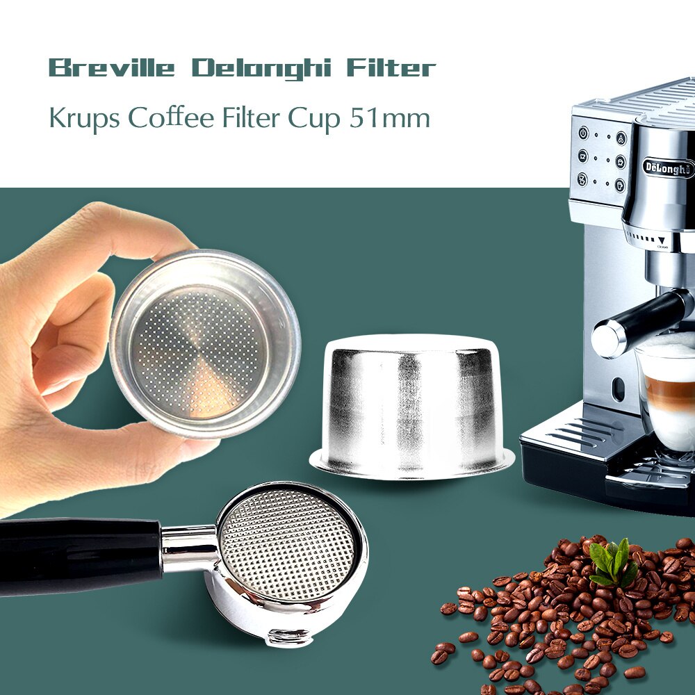 4Stck 51mm Kaffee Filter Nicht Unter Druck Filter Korb Für Breville Delonghi Filter Krups Kaffee Produkte Küche Zubehör