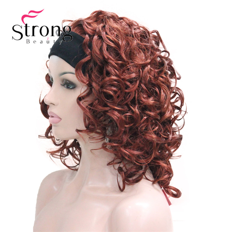 Blonde Highlights Short 3/4 Women's Synthetic Wigs Hairpiece Curly Hair Piece with Headband COLOUR CHOICES: #130