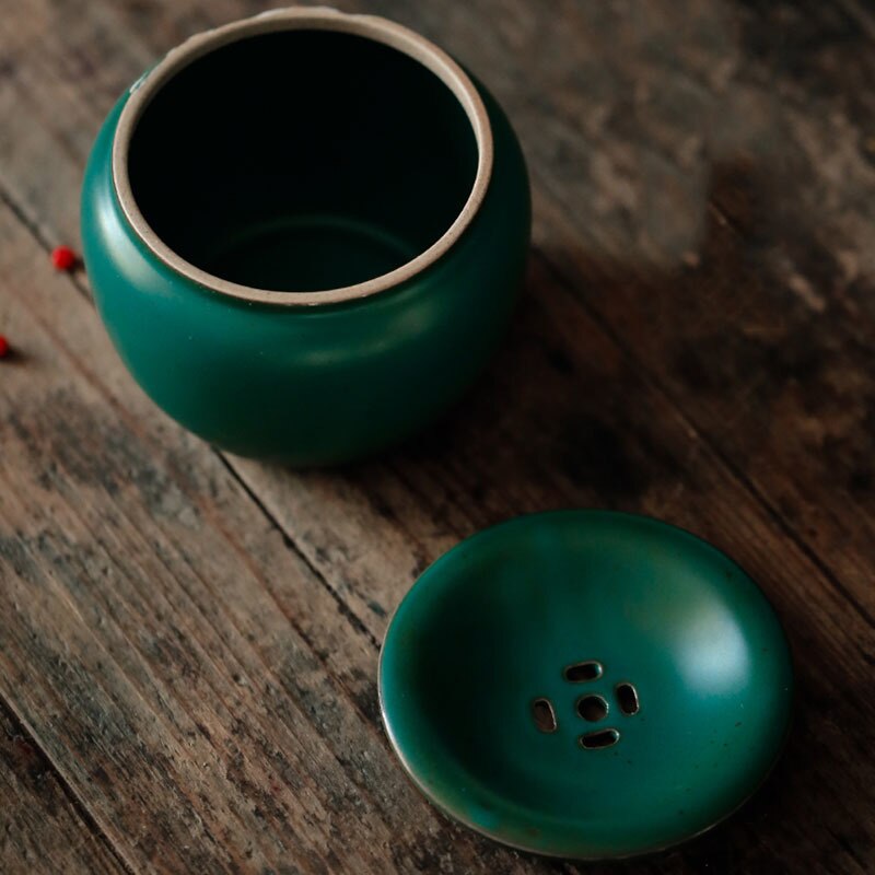 350ml Japanese Style Coarse Ceramic Pottery Jianshui Teaset Water Washing With Cover Tea Washing Ceramic Tea Residue Bucket