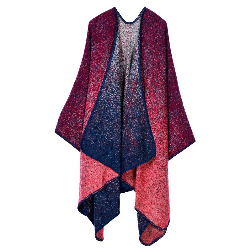 Hiver femmes réversible surdimensionné couverture Plaid pull Poncho Cape châle et enveloppes Cardigans épaissir pashmina écharpe: 10