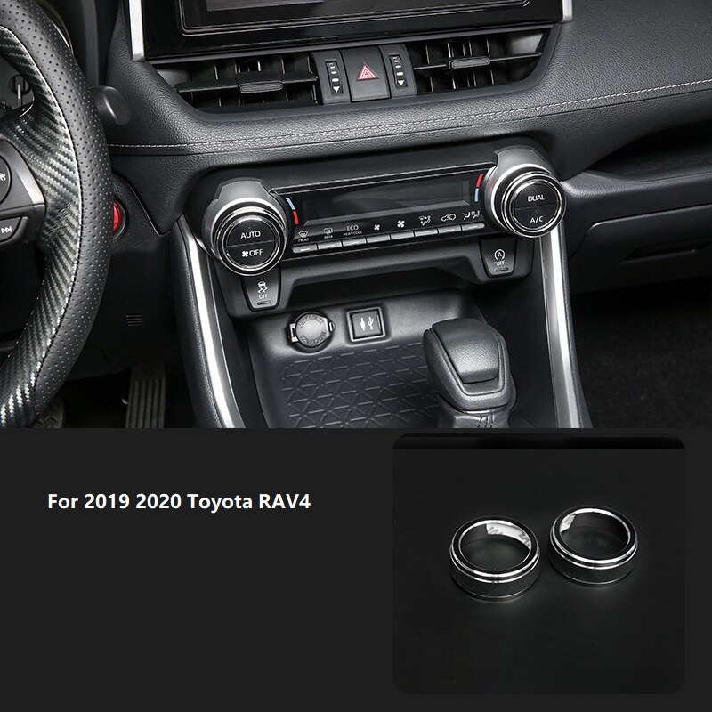 For Toyota RAV4 Car AC Climate Control Knob Trim Button Cover Auto Accessories 2Pcs Car AC Control Knob Cover: black / 2 pcs