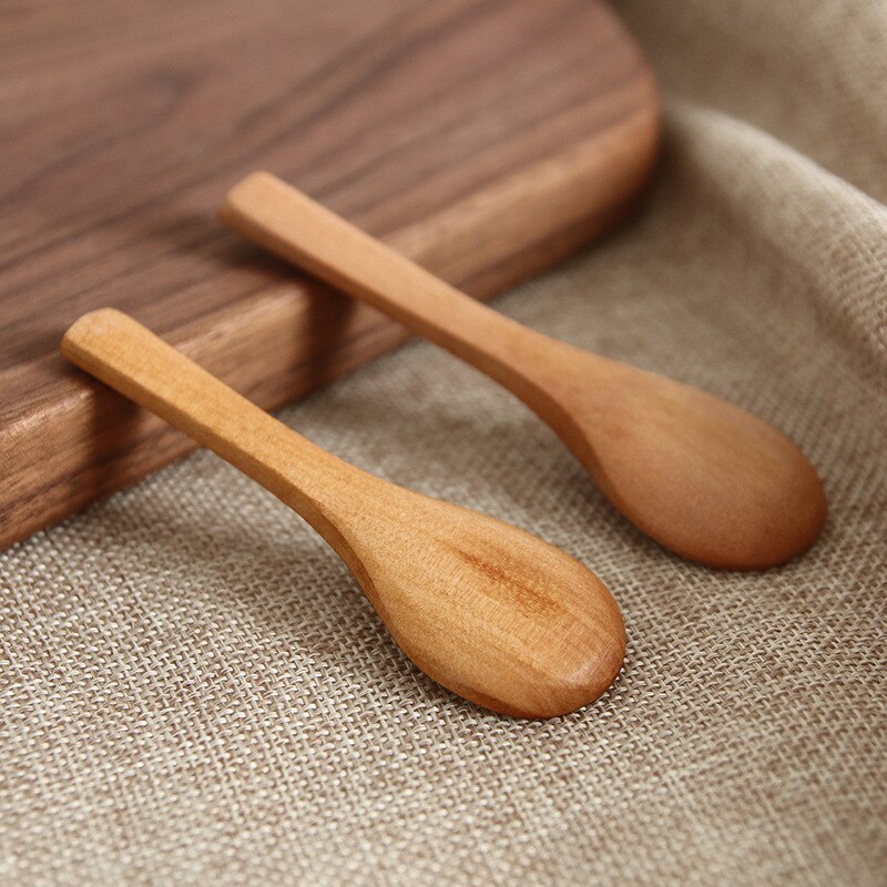 1 cucharas pequeñas de madera Mini cucharas de madera natural Mini cucharas de condimentos para cocina condimentos de cocina