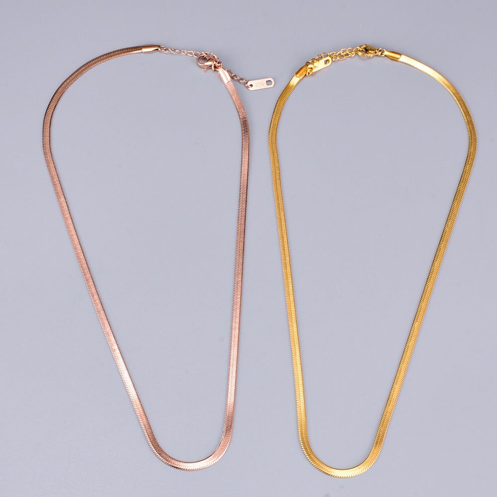 18k Yellow Gold Snake Bone Chain Necklace for Women Clavicle Chain Rose Gold Necklace Valentine's Day Fine Jewelry