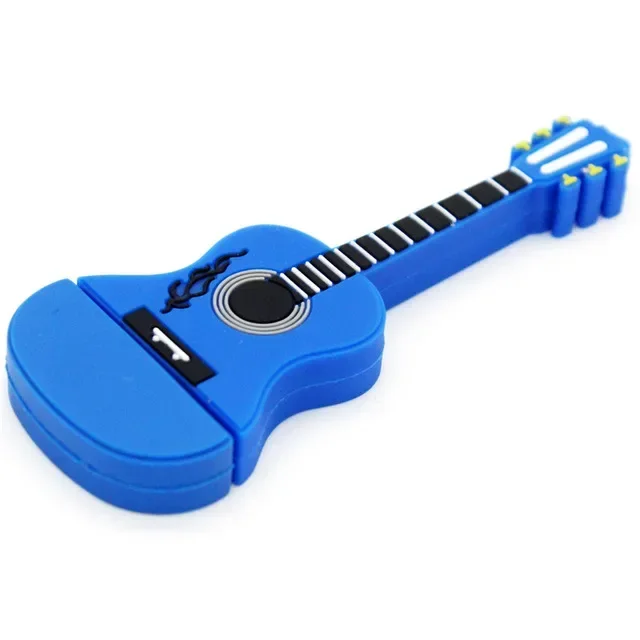 Unidad Flash USB 2,0 para guitarra de dibujos animados, 4GB, 8GB, 16GB, 32GB, 64GB, 128GB, unidad de bolígrafo Musical, memoria para violín, capacidad Real, disco U bonito: YELLOW / 128 m