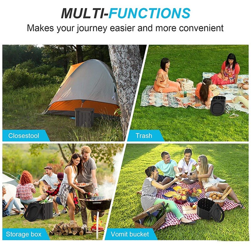 JFBL-inodoro portátil para acampada, orinal portátil plegable con tapa, impermeable, Porta orinal, Cubo de inodoro para coche