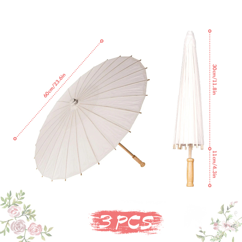 Ombrello parasole in carta bianca da 84/60 cm per matrimonio, ombrelloni in bambù fai da te per bomboniere, per centrotavola per addio al nubilato, oggetti di scena per foto: nero