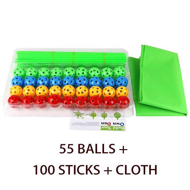 Construcción de casa de juegos en 3D, construcción de edificios, castillos, túnel, carpas, cultivo de maginación, juguetes para montar, su propio Chico,: 55ball100stick cloth