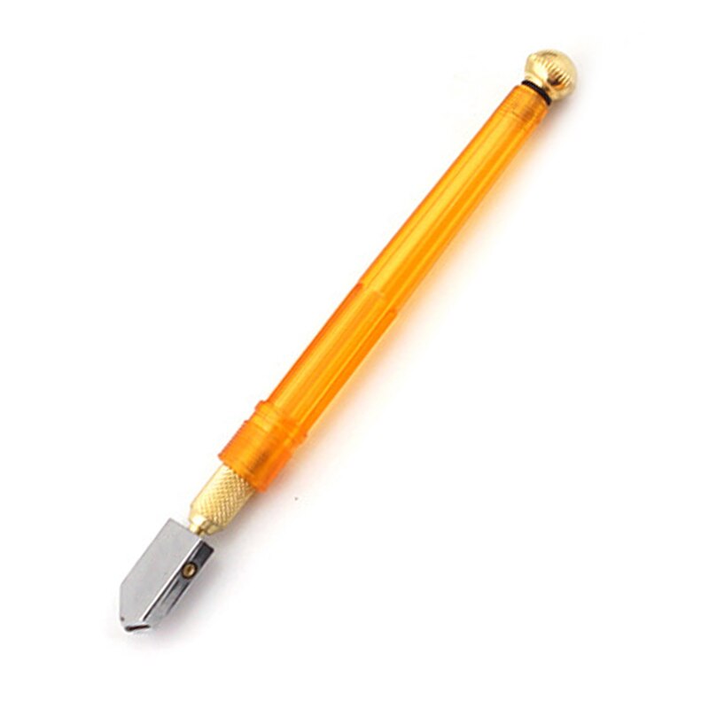 Glasskærer blyant stil oliefoder legeringsspids skæreværktøj diamant skærehoved, stålblad skæreværktøj skridsikkert metalhåndtag: Gul -16.5cm