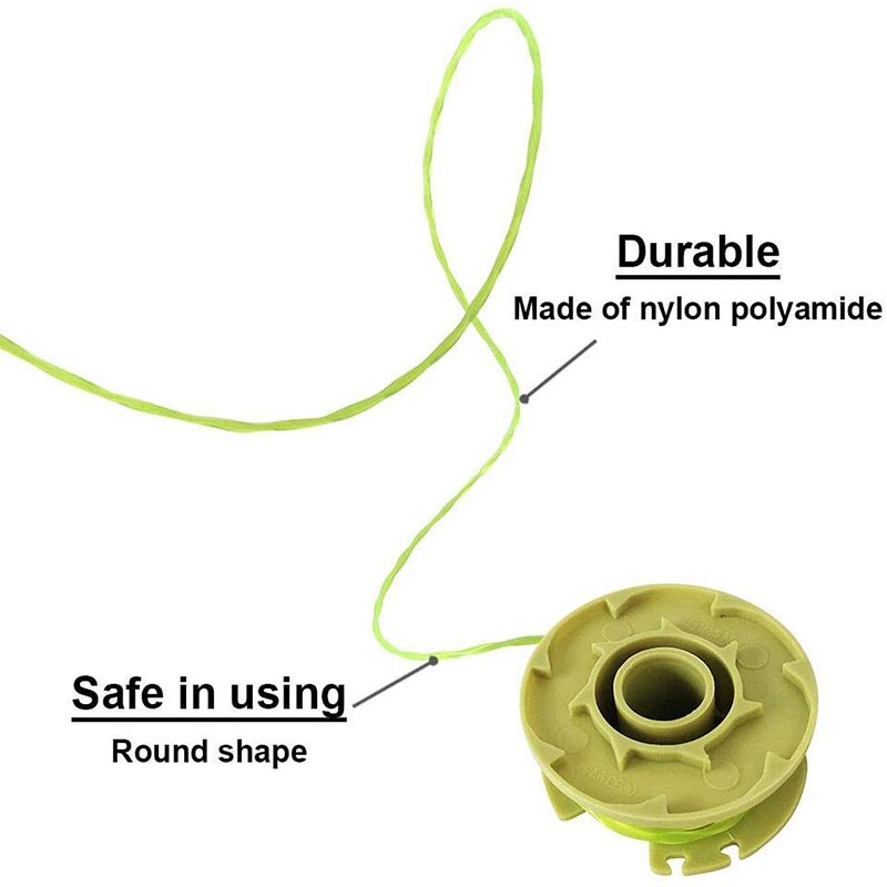 11Ft 0.080 pouce remplacement tondeuse bobine pour Ryobi One Plus + AC80RL3 sans fil coupe-bordures ligne recharges (8 bobine + 2 capuchon)
