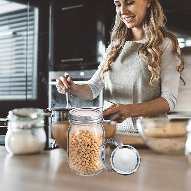 10PCS Tinplate Sealing Lids Wide Mouth Canning Mug Glass Lid Stainless Steel Top Covers Rust Resistant Screw Bands Rings