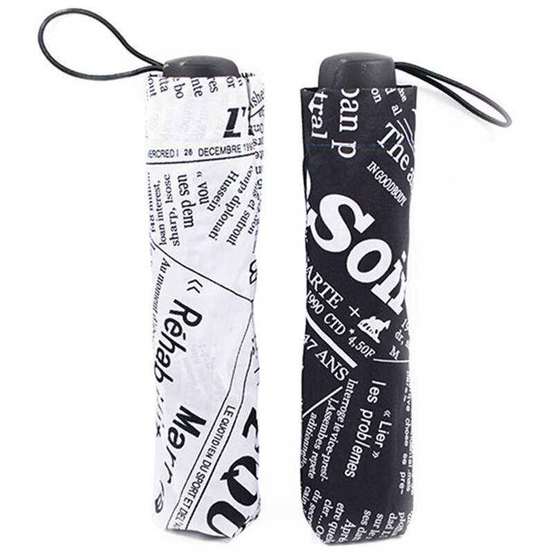 British Wind Black And White Newspaper Umbrella Folding Automatic Umbrella Anti-Uv Sun/Rain Umbrella Parasol
