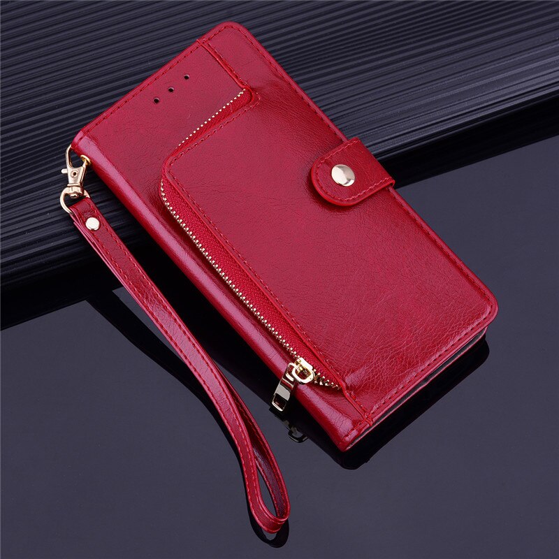 Voor huawei nova 5t hoesje zachte siliconen luxe leren portemonnee flip case voor coque huawei nova 5t yal -l21 telefoonhoesjes funda: Rood