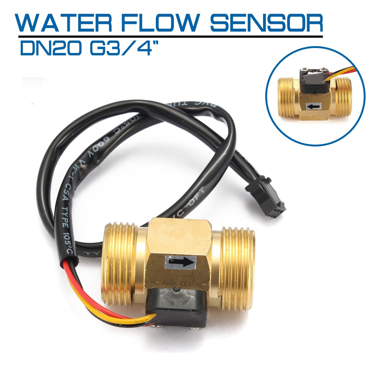 Water Flow Sensor G3/4 "DN20 Koper Hall Effect Vloeibare Switch Flow Meter Flow Sensor