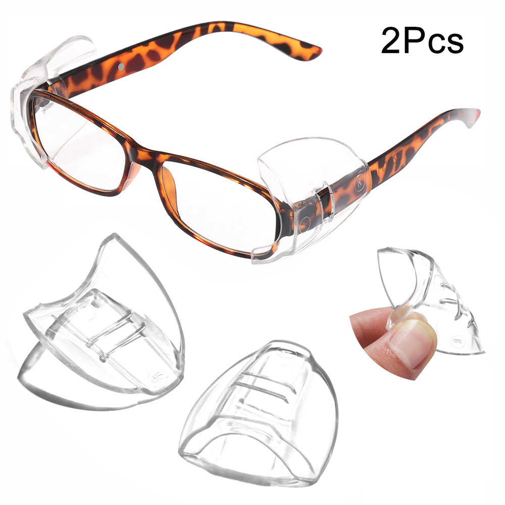 Protectores laterales transparentes para gafas, protectores de seguridad antideslizantes, flexibles, adecuados para escudo Universal, a prueba de polvo y viento, 2 uds.