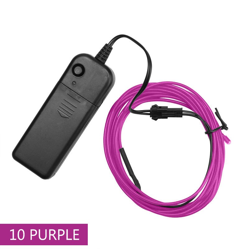 Cable de alambre LED de neón para de baile de Navidad, luz luminosa para decoración de coche, Rave, 1m/3m, novedad: Purple / 3M