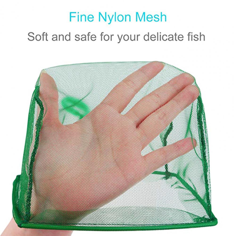 Filet à crevettes de pêche vert poisson à longue poignée, support solide, accessoire d&#39;aquarium à mailles fines, grande capacité pour le transfert