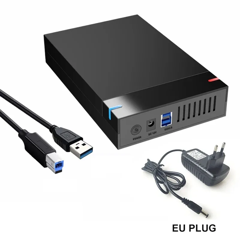 3.5 -tums hårddiskhölje usb 3.0- hårddiskhölje sata till usb 3.0 extern hårddiskläsare stöd för 10tb adapter för bärbar dator: Guld-
