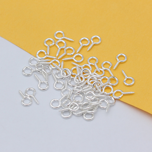 Chevilles à œil plaquées argent or 200p 8/10/12/13mm | Épingles à Bail supérieures, fermoirs de vis, œillets à crochet filetés avec boucle pour perles semi-percées, broche: silver / 6.5x13mm