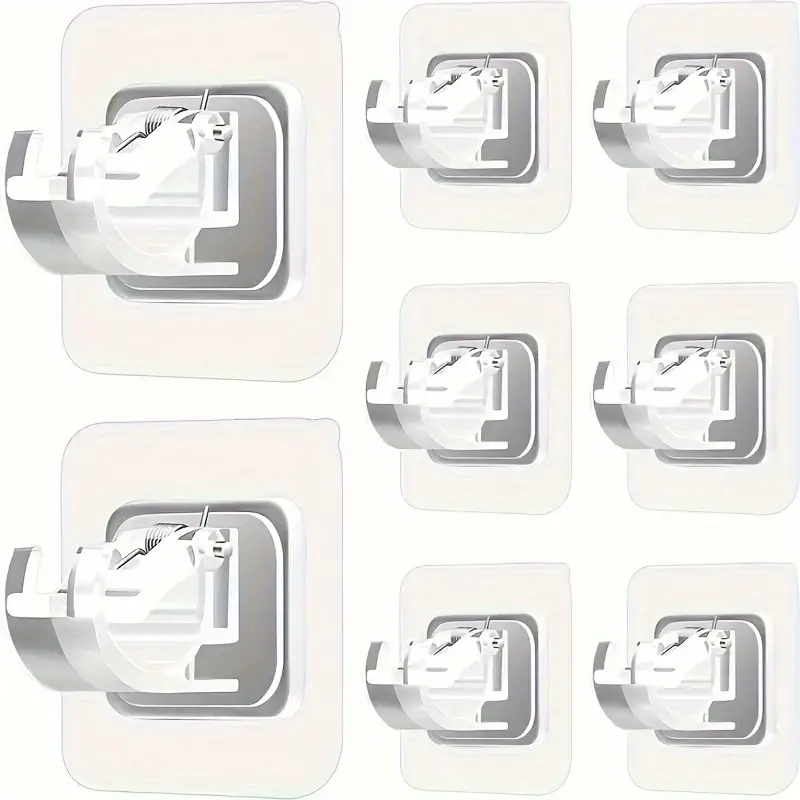 Self Adhesive Hooks Punch-free Curtain Rod Clip Hook Shower Curtain Rod Hanging Holder Household Fixed Clip Hanging Hook Holder: Beige