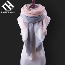 Evrfelan femmes écharpe de hiver foulards femme cou porter Plaid bufanda Triangle forme écharpe
