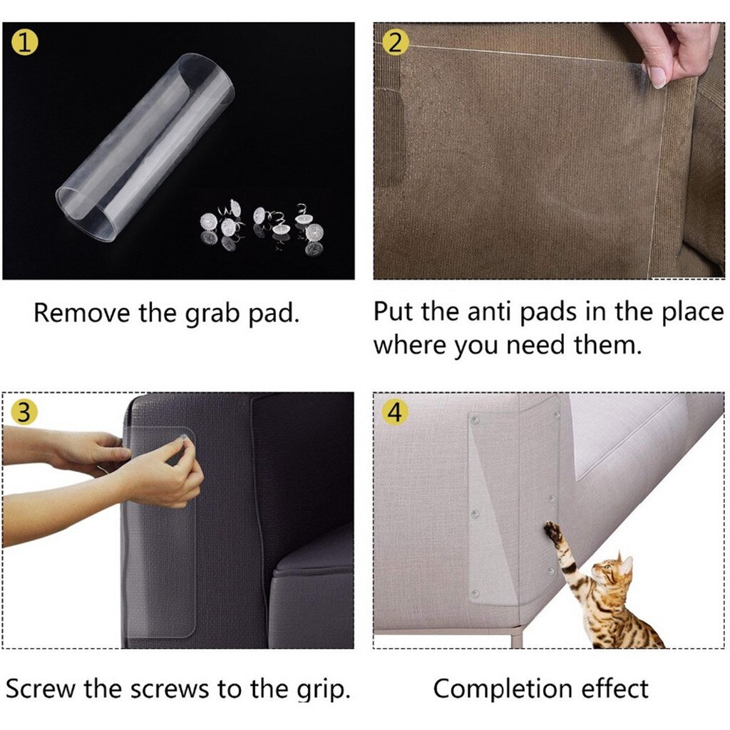 Rascador para gatos de 8 piezas, cinta doble antiarañazos, Protector de muebles, protección para sofá