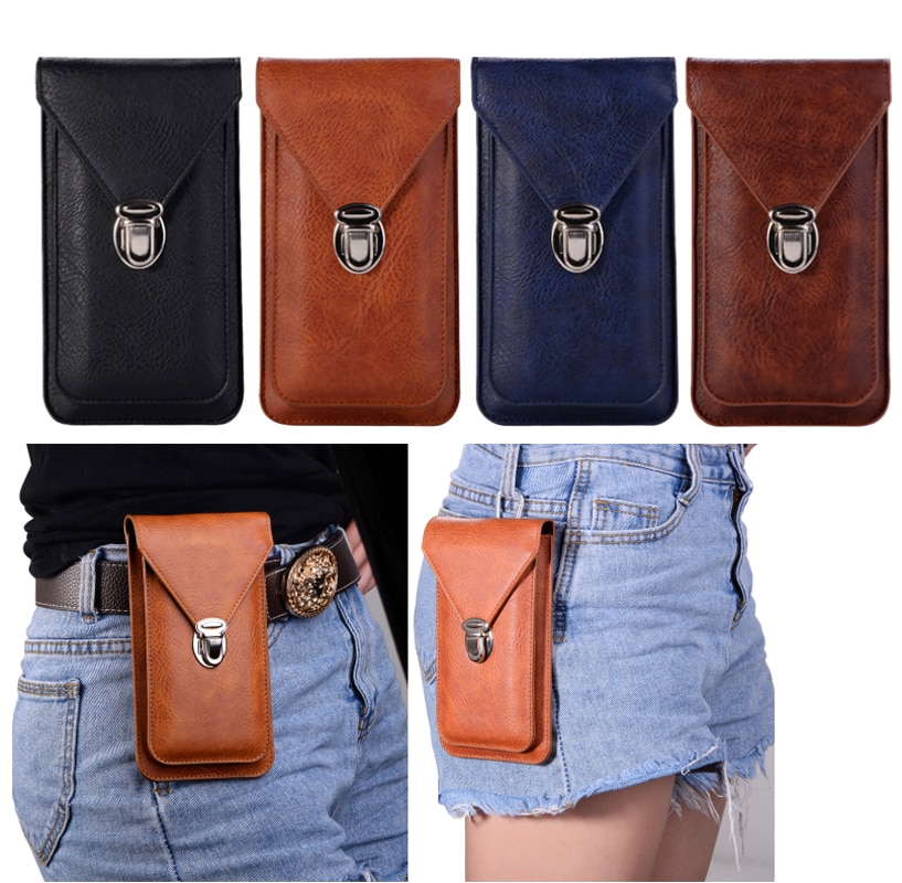 Universel 4.7 ~ 6.3 ''cuir téléphone pochette sacs crochet boucle ceinture étui pour Samsung Note 10 9 8 portefeuille sacs pour iPhone11 XR XS Max