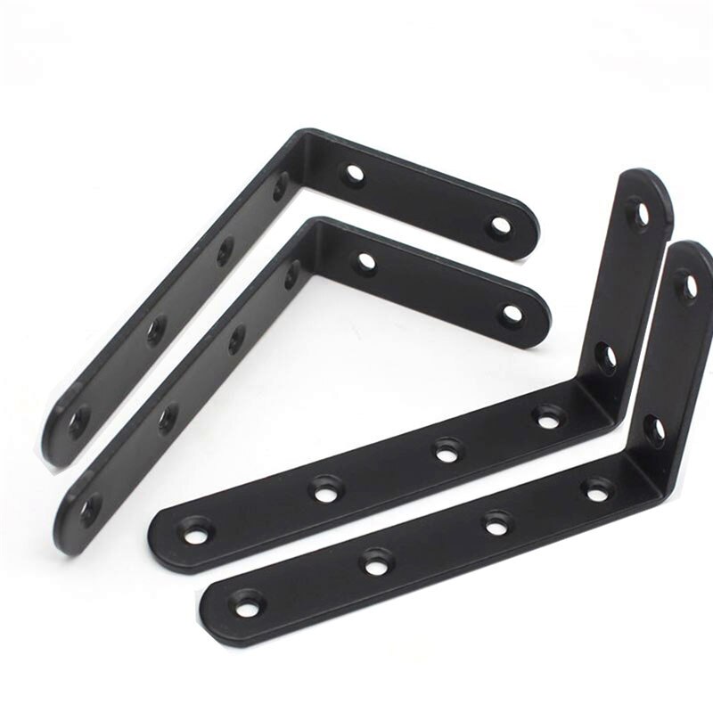 2X 4X Wall Mounted L Shaped Angle Shelf Heavy Duty Cast Iron Metal Bracket Supports Thickened Corner Brace Furniture Hardware: 4PSC(Screws include)
