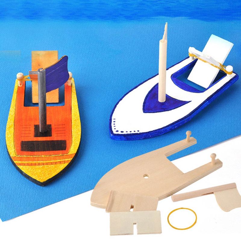 DIY Kits Wooden Sailboat Ship Model Painting Educational Children Kids kindergarten Decoration