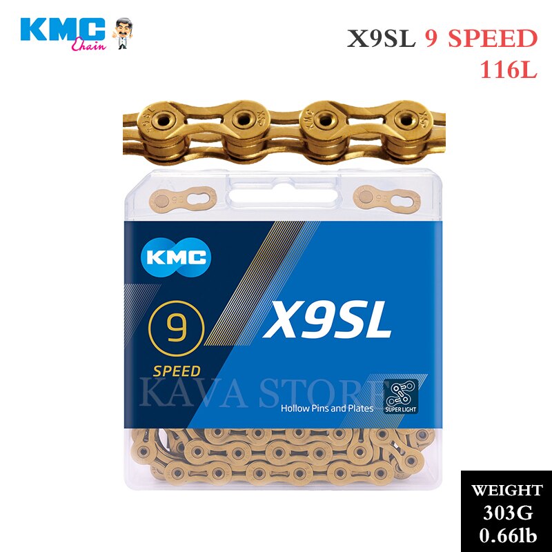 KMC Bicycle 9 Speed Chain X9SL X9 Z9 Z99 MTB Road Bike Chains 116 Links with Magic Buckle 9V Chain for Shimano SRAM Crankset