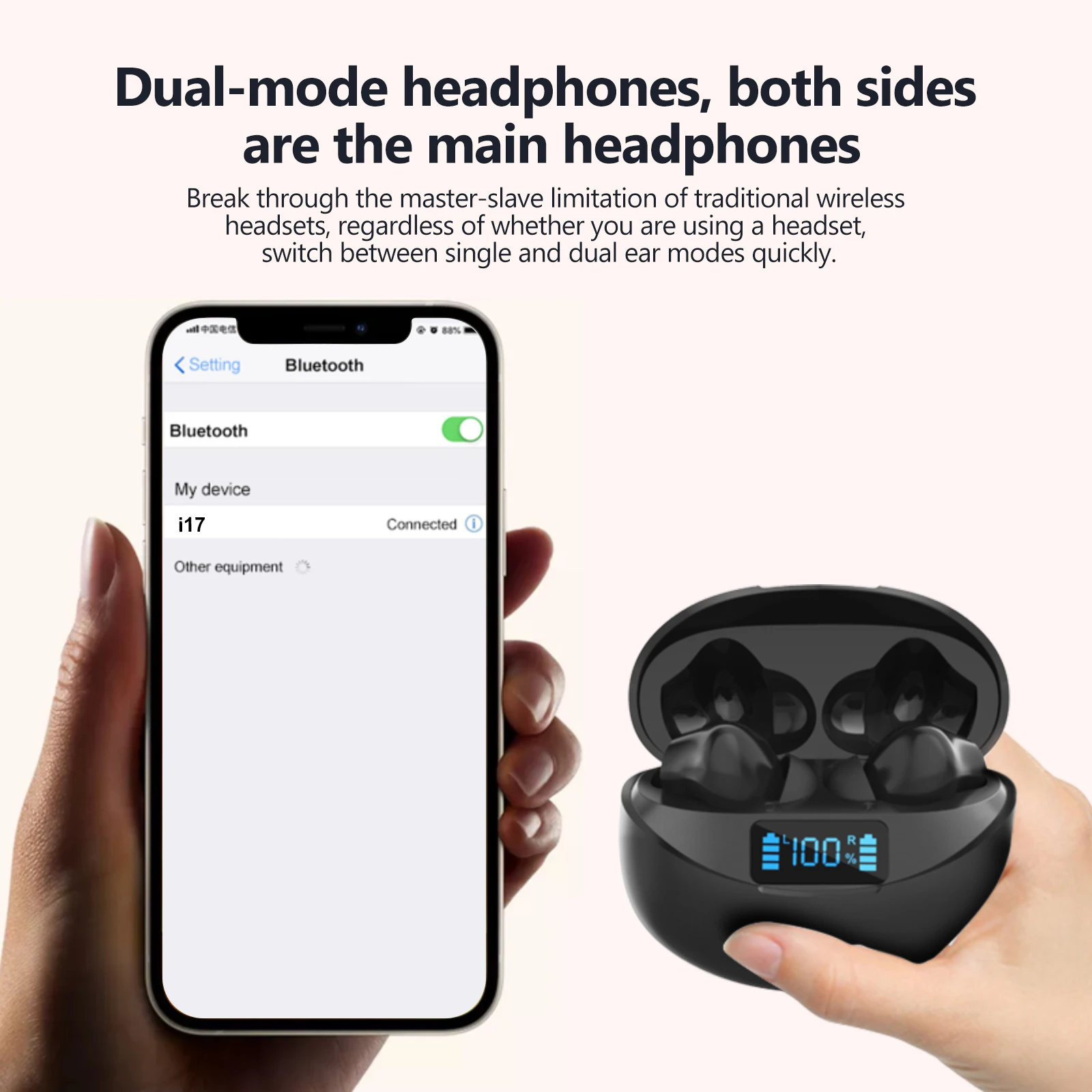 I17 TWS Bluetooth 5.3 Headphones - Wireless Earbuds W/Digital Display Extra Eartips Sport Fit HD Sound 30H Playtime Airpods