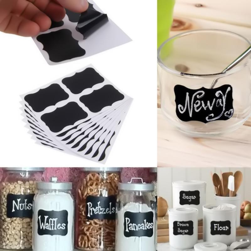 36pcs Kitchen Organizer Labels Chalkboard Chalk Board Stickers Erasable Blackboard Learning Office Notice Board Message Board