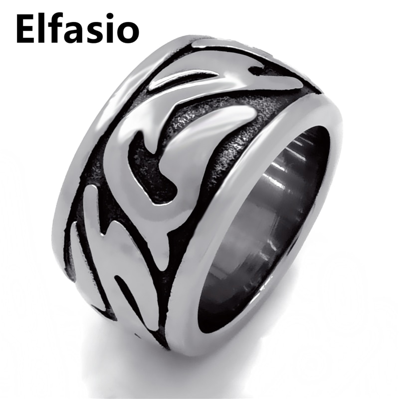 13mm Men's Tribal Tatoo Pattern Solid 316L Stainless Steel Wedding Band Ring Jewelry Size 8-13
