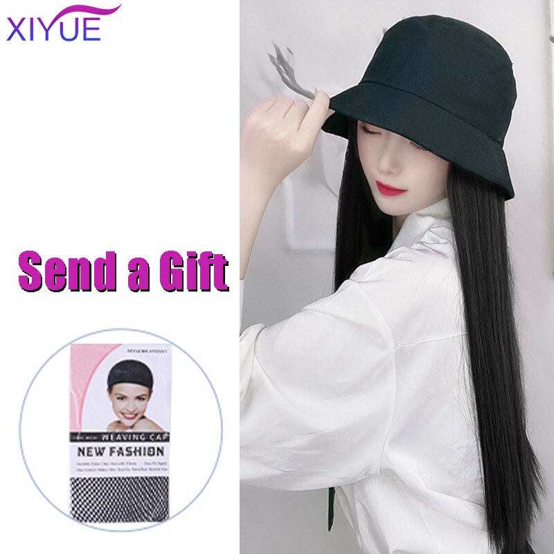 Longue ligne droite coiffure en couches bandeau demi tête couverture clavicule cheveux synthétiques Extensions de cheveux chapeau cheveux naturel postiche: YSM922-B-2