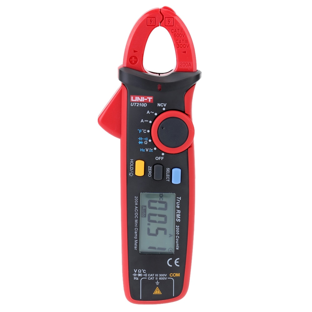 Multimètre à pince numérique UT210D, mesure de la résistance à tension actuelle AC/DC, mesure de la température, gamme automatique, UNI-T