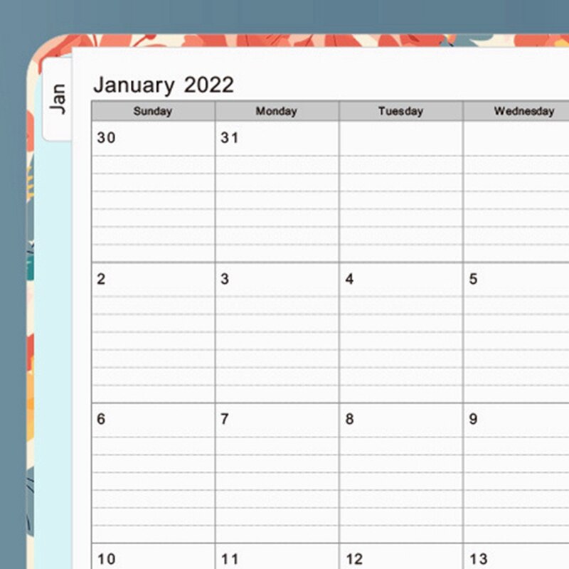 Engels Schema Notepad Daily Planner A5 Spoel Notebook (Tropische Bloem)