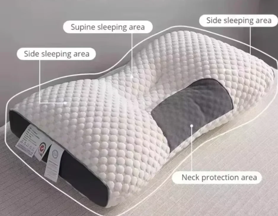 NEWHoneycomb massage pillow pillow to protect cervical vertebra to help sleep home pillow core antibacterial and anti-mite: Burgundy