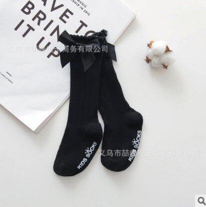Baby Zomer Kleding Kids Peuters Meisjes Grote Boog Knie Hoge Lange Zachte Katoenen Kant Babysokjes Strik Katoenen Sokken: B / 2Y