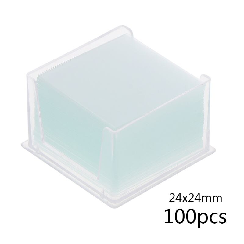 Portaobjetos de vidrio cuadrado transparente, Coverslips, para microscopio, instrumento óptico, 100 Uds.: 24