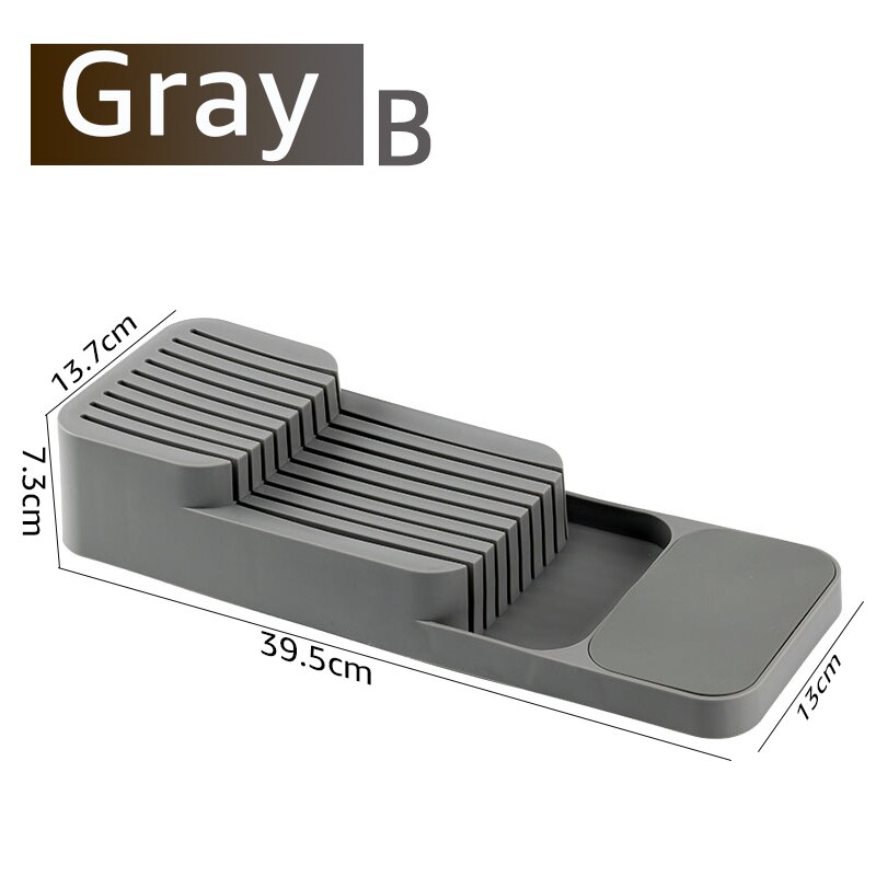 Knife Block Holder Cutlery Drawer Organizer Tray Knives Utensil Rack Universal Knife Stand Organizer Kitchen Storage: GRAY B