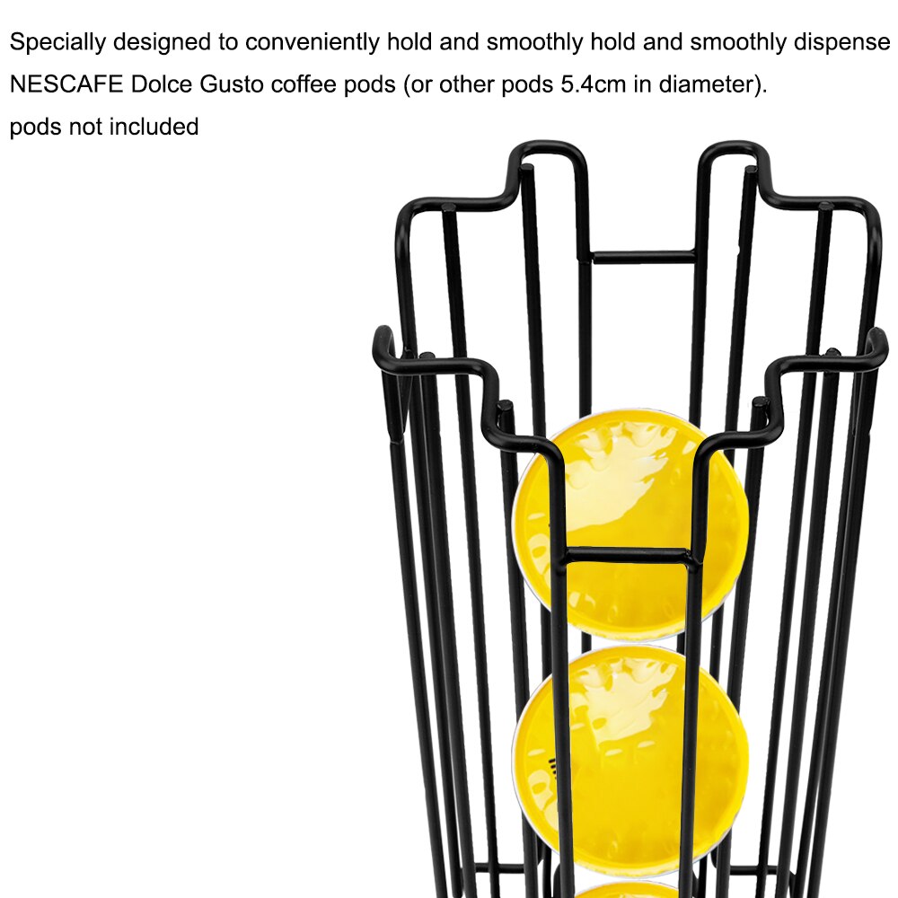 Display Capsule Rack Tower Stand Storage Shelves Stainless Steel For Dolce Gusto Capsule Rotatable Coffee Pod Holder 24Cups