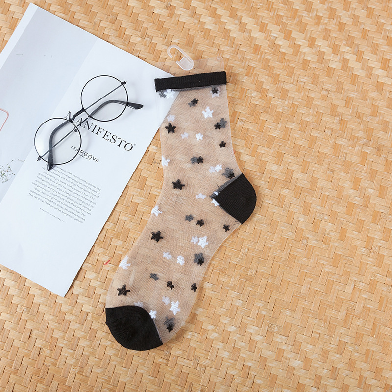 Calcetines sexis de rejilla de encaje de fibra mixta transparente elástico tobillo hilo de red calcetines finos para mujer 1 par = 2 uds