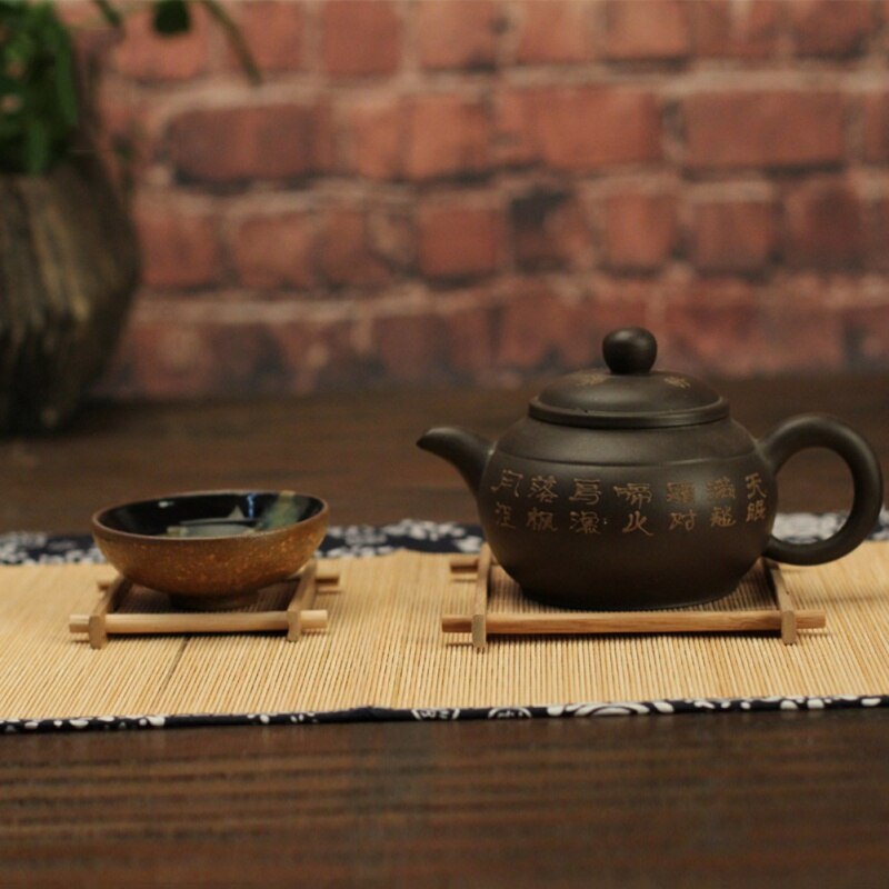 Japanischen stil Hand Quadrat Tee Pad Teekanne Bahn Tisch Isolierung dauerhaft Pad Halfter Tee Tasse Pad Tischsets Dekor