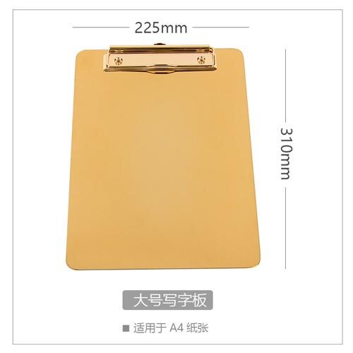 Gold Stainless Steel File Folder Writing Pad Menu Folder Information Folder Clip Board Clipboard A4 Paper Holder Office Board: size L