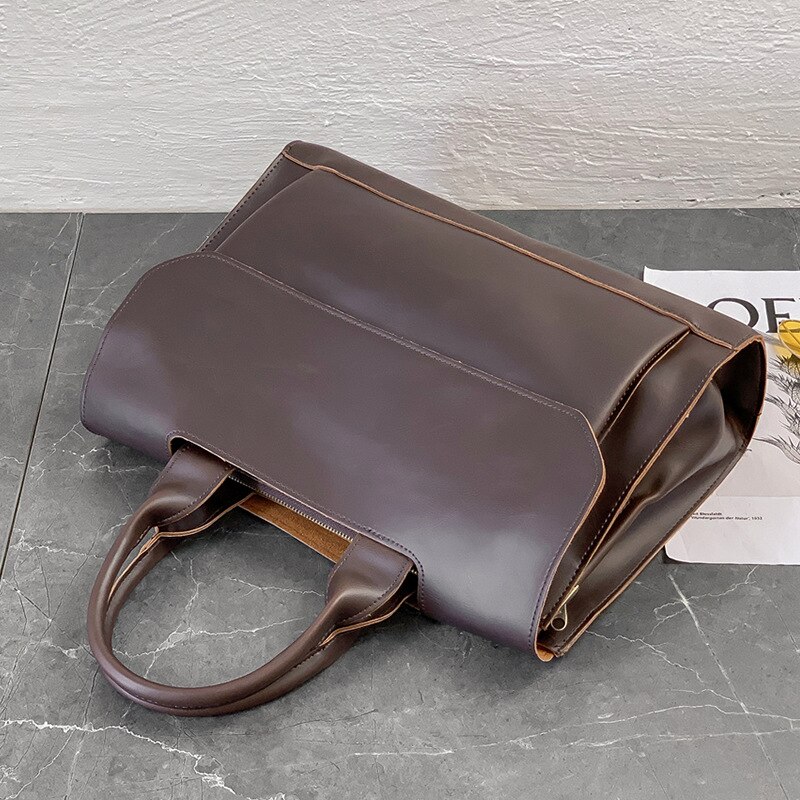 Vinatge Tragbare Aktentasche Männer oben-griff Aktentasche Tasche Männer Schulter Bote Tasche Geschäft Umhängetasche Herren Computer Datei Tasche