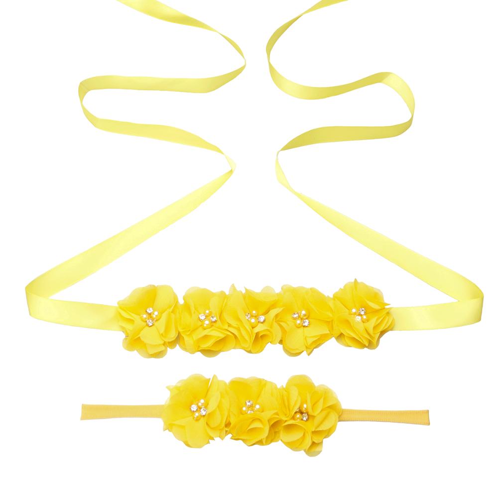 Nuevos cinturones de flores de cinta de seda cinturones de fajín de señora niña con niños Chiffon flor diadema accesorios de boda decoraciones