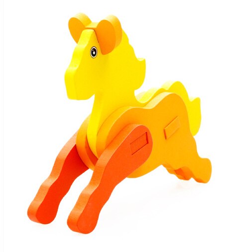 MWZ Cartoon zwierząt zabawki dla dzieci 3D puzzle drewniane puzzle dla dzieci nauka zabawki edukacyjne dla dzieci Handmade DIY zabawki: horse