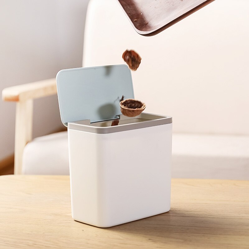 Square Mini Small Waste Bin Desktop Garbage Basket Home Table Plastic Office Supplies Trash Can Dustbin Sundries Barrel Box