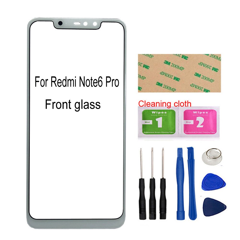 6,21 ''praktisch Äußeren Glas Für Xiaomi Redmi Hinweis 6 Profi Vorderseite Glas Tafel Ersatz: Weiß und Werkzeug