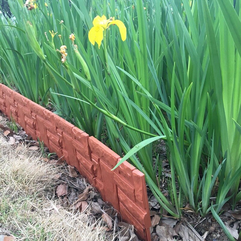6 Pc Brick Garden Edge Stone Brick Effect Lawn Fence Plant Border, Plastic Flower Bed Grass Edge Landscape Edge